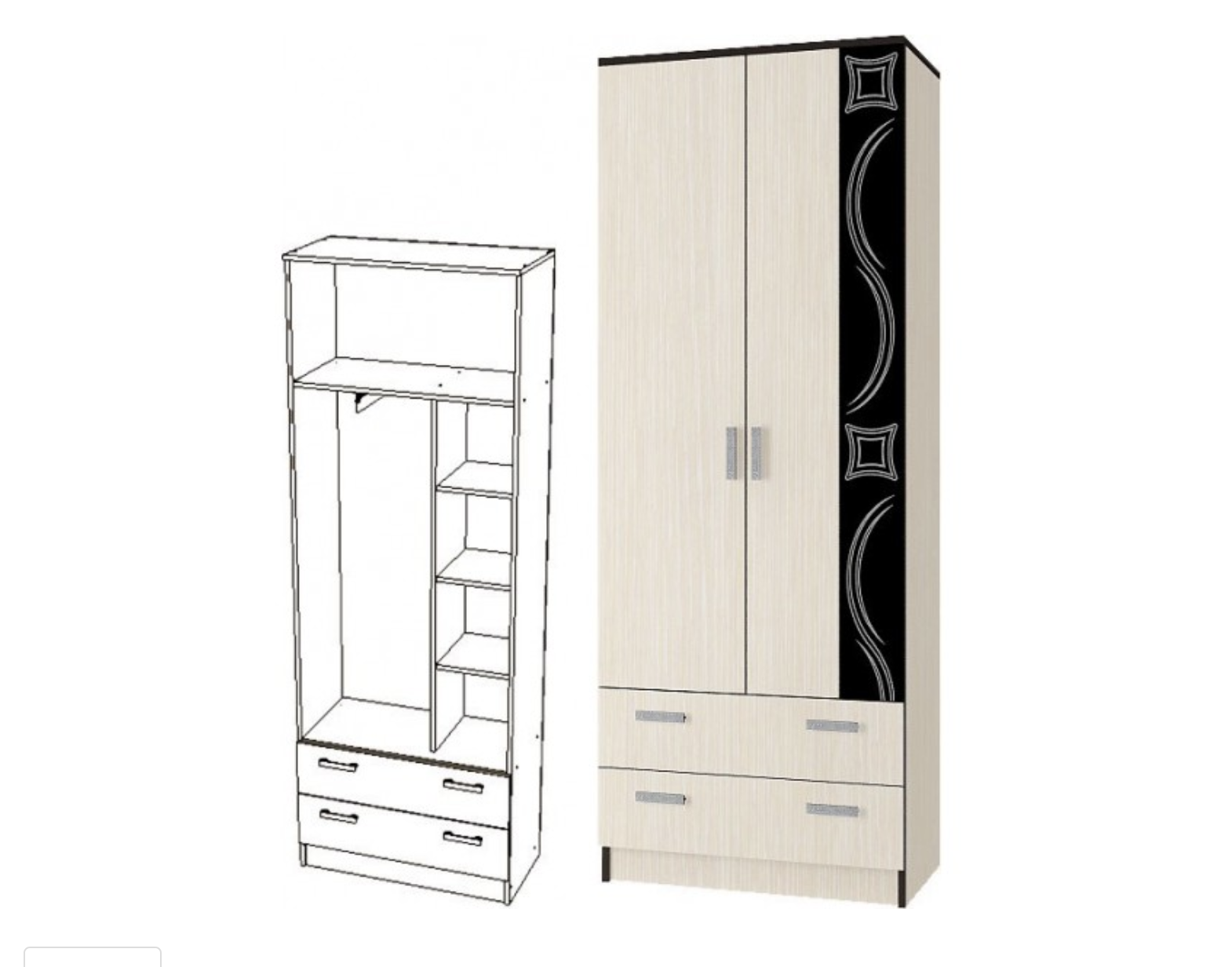 Шкаф с Ящиками Линкольн ЛШ-03 ЛДСП (0,8х2,2х0,4 )/Разные Цвета