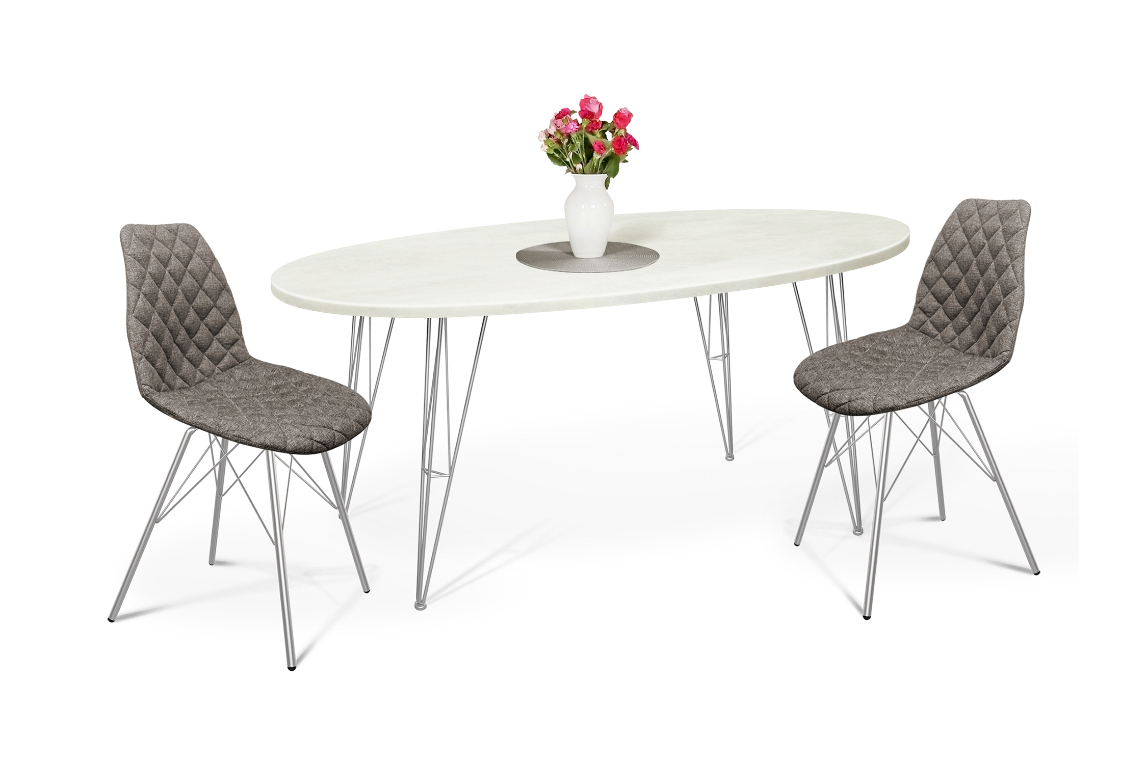 Обеденная группа SHT-DS122 коричневый сахар / бетон крем / хром лак