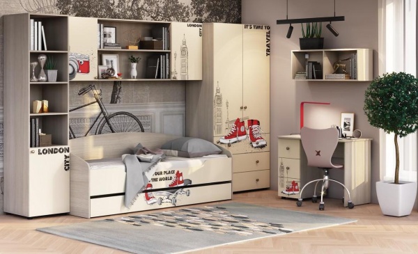 Шкаф-Пенал Одностворчатый с Открытыми Полками Мийа-3 ШК-005/Разные Цвета (Ш-487 х В-2078 х Г-509 мм)