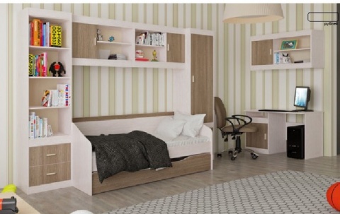 Детский Гарнитур Пьер Дуб Атланта/Ясень Шимо-Вариант №1