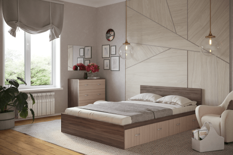 Кровать Рига с 4-мя Выдвижными Ящиками 1400/1600 х 2000 мм