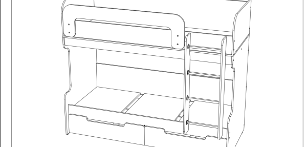 Кровать-Чердак Юниор-1 (Д-2034 x В-1670 x Г-987 мм).
