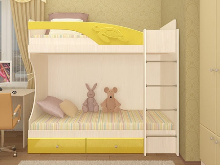 Кровать 2-х Ярусная Ириска МДФ (2,03х1,85х1,08/сп. место 0,8х2,0)/Разные Цвета