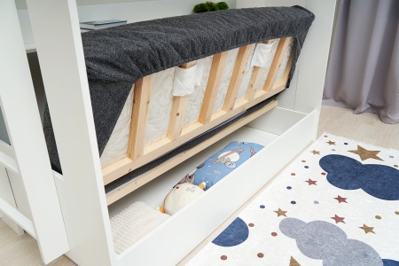 Двухъярусная кровать с диван-кроватью темно-серый / белый