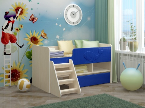 Кровать Юниор-3 МДФ 3 Д (Д-1430 х В-1100 х Г-800 мм/сп.место 1400 х  700 мм)Разные Цвета