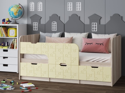 Детская Кровать Юнга-9 МДФ (Ш-800 x В-850 x Д-1632/1833 мм)/Разные Цвета